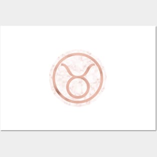 Rose Gold Marble Zodiac - Taurus Posters and Art